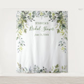 水彩エユーカリプタス ブライダルシャワー フォト 背景 タペストリー (正面)