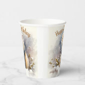 水彩エルミン雪の風景の誕生日パーティー –  紙コップ (右)