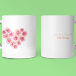 水彩エレガントおもしろいバラ桃ピンクの愛の名前 コーヒーマグカップ