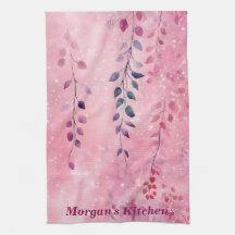 水彩エレガントつる植物（ピンク背景）