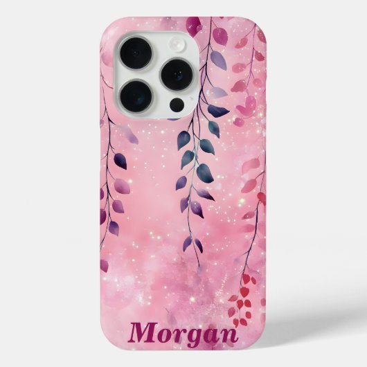 水彩エレガントつる植物（ピンク背景） Case-Mate iPhoneケース (裏面)