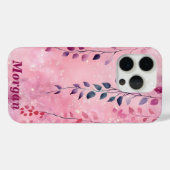水彩エレガントつる植物（ピンク背景） Case-Mate iPhoneケース (裏面 (横))