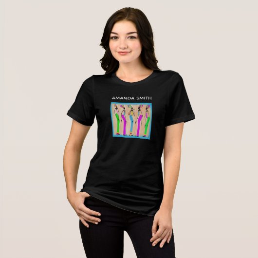 水彩エレガントと可愛い女性の日 トライブレンドTシャツ (正面全面)