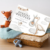 水彩エレガントなコウテイヘン  ベビーシャワー 招待状