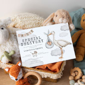 水彩エレガントなコウテイヘン  ベビーシャワー 招待状