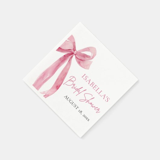 水彩エレガントなバラ色のボウの結婚前のお祝い スタンダードカクテルナプキン (角)