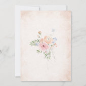 水彩エレガントなピンクの花 ブライダルシャワー 招待状 (裏面)