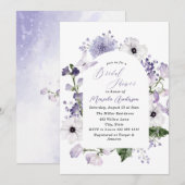 水彩エレガントなライラックの花   ブライダルシャワー 招待状 (正面/裏面)