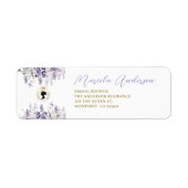 水彩エレガントなリボンと花のベイビーシャワー ラベル (正面)