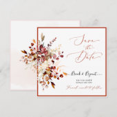 水彩エレガントなルスティックオータム ガムユーカリ 招待状 (正面/裏面)