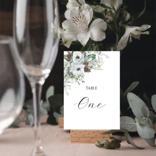 水彩エレガントな冬のアネモネの花のテーブルN テーブルナンバー