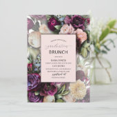 水彩エレガントな青紫ピンクの花のグラデーション 招待状 (スタンド正面)