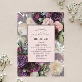 水彩エレガントな青紫ピンクの花のグラデーション 招待状