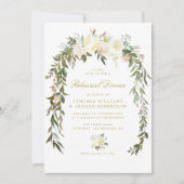 水彩エレガントアイボリーフローラリハーサルディナー 招待状 (正面)