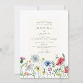 水彩エレガントイラストフラワーウェディング 招待状 (正面)