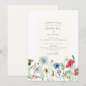 水彩エレガントイラストフラワーウェディング 招待状 (正面/裏面)