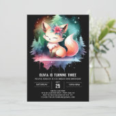 水彩エレガントキツネ誕生日デジタル 招待状 (スタンド正面)
