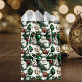 水彩エレガントクリスマスオーナメント休日 ミディアムペーパーバッグ