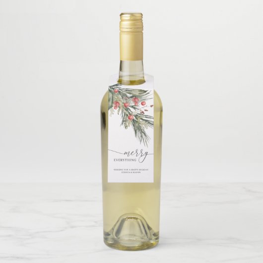 水彩エレガントクリスマス ボトルネックタグ (ボトル)