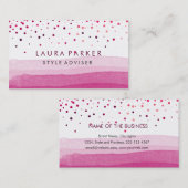 水彩エレガントグリッターピンクデューン紙吹雪 名刺 (正面/裏面)