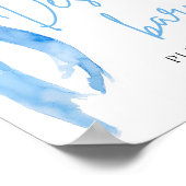 水彩エレガントダスティーブルーボウデザートバーサイン ポスター (角)