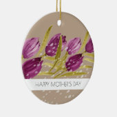 水彩エレガントチューリップフラワーズプロフェッショナル セラミックオーナメント (右)