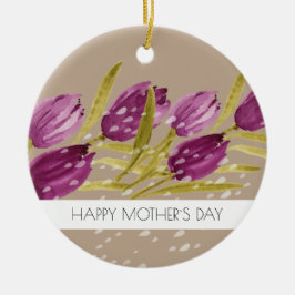 水彩エレガントチューリップフラワーズプロフェッショナル セラミックオーナメント