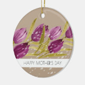 水彩エレガントチューリップフラワーズプロフェッショナル セラミックオーナメント (左)