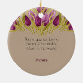 水彩エレガントチューリップフラワーズプロフェッショナル セラミックオーナメント (裏面)