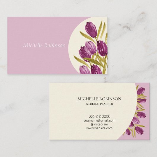 水彩エレガントチューリップフラワーズプロフェッショナル 名刺 (正面/裏面)