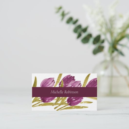 水彩エレガントチューリップフラワーズプロフェッショナル 名刺 (スタンド正面)