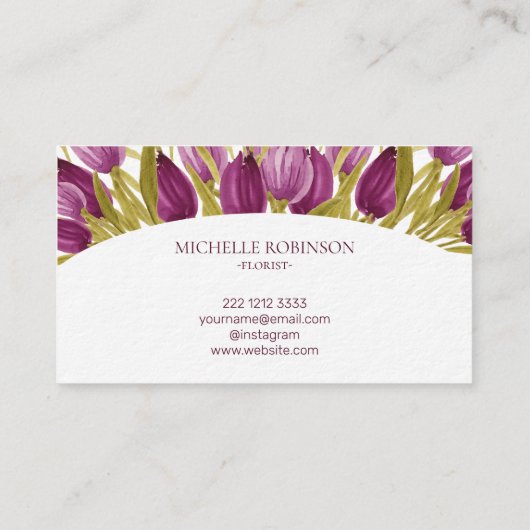 水彩エレガントチューリップフラワーズプロフェッショナル 名刺 (裏面)