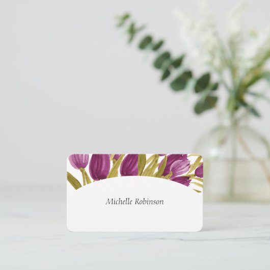 水彩エレガントチューリップフラワーズプロフェッショナル 名刺 (スタンド正面)