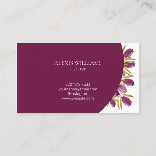 水彩エレガントチューリップフラワーズプロフェッショナル 名刺 (裏面)