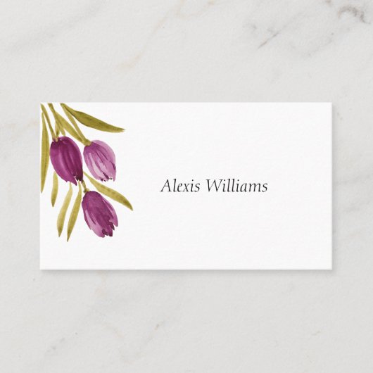 水彩エレガントチューリップフラワーズプロフェッショナル 名刺 (正面)