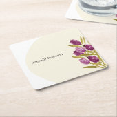 水彩エレガントチューリップ花 スクエアペーパーコースター (アングル)