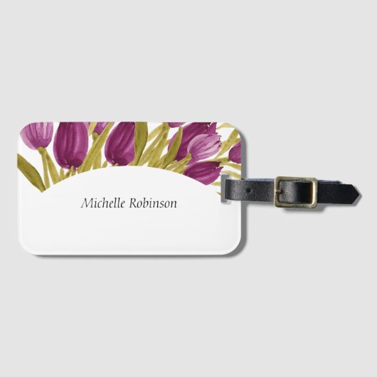 水彩エレガントチューリップ花 ラゲッジタグ (正面横)