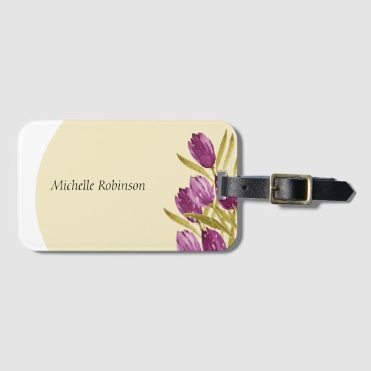 水彩エレガントチューリップ花 ラゲッジタグ (正面横)