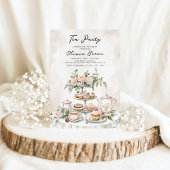 水彩エレガントティーパーティー誕生日 招待状