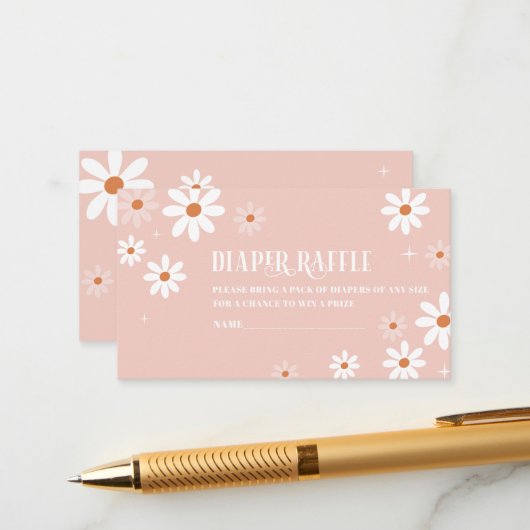 水彩エレガントデイジー女の子の赤ちゃんシャワーおむつ エンクロージャーカード (正面/裏面インサイチュ)