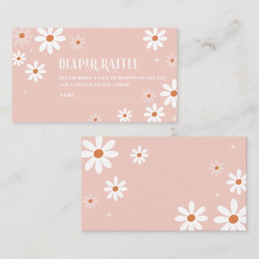 水彩エレガントデイジー女の子の赤ちゃんシャワーおむつ エンクロージャーカード (正面/裏面)