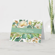 水彩エレガントバラ及びユーカリ札