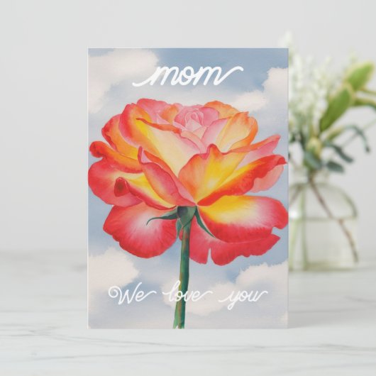 水彩エレガントバラ絵を描の母の日カード (スタンド正面)