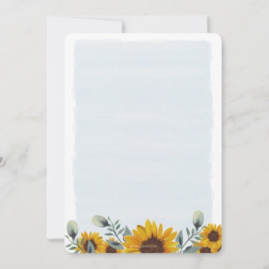 水彩エレガントヒマワリフローラブライダルシャワー 招待状 (裏面)