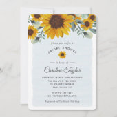 水彩エレガントヒマワリフローラブライダルシャワー 招待状 (正面)