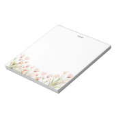 水彩エレガントピンクチューリップ開花フローラ ノートパッド (回転)