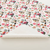 水彩エレガントピンクフローラ緑パターン シェルパブランケット (3/4)