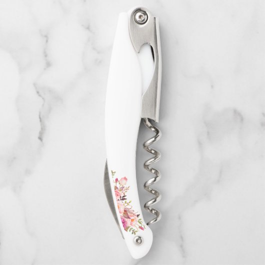 水彩エレガントピンクフローラ金ゴールド結婚ズ ソムリエナイフ (裏面)