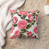 水彩エレガントピンクローズブーケ装飾用クッション クッション (ブランケット)