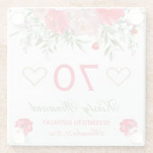 水彩エレガントピンク春の花誕生日 ガラスコースター (裏面)